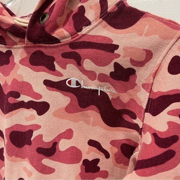 Champion Reverse Weave Women’s Classic Camo Hoody Cropped Large Pink - Picture 3 of 7